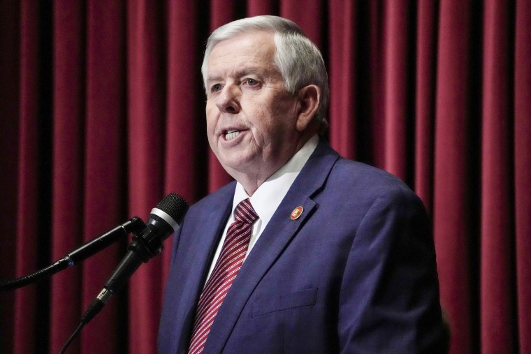 Missouri Gov. Mike Parson in Jefferson City on Jan. 18, 2023.