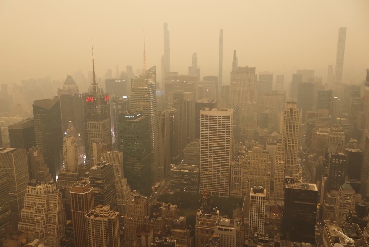 Heavy Smoke Shrouds Midtown Manhattan in New York City