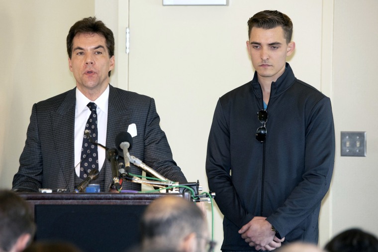 NOV 1, 2018 : Jack Burkman and Jacob Wohl speak to the media about alleged allegations against Robbert Mueller at the Holiday Inn in Rosslyn Va.(Credit Image: &copy; John Middlebrook/CSM via ZUMA Wire) (Cal Sport Media via AP Images)