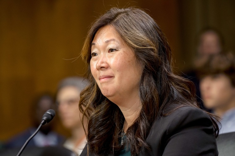 Attorney Susan K. DeClercq testifies before the U.S. Senate Judiciary Committee on Capitol Hill on June 7, 2023. President Joe Biden nominated her to serve on the U.S. District Court for the Eastern District of Michigan.
