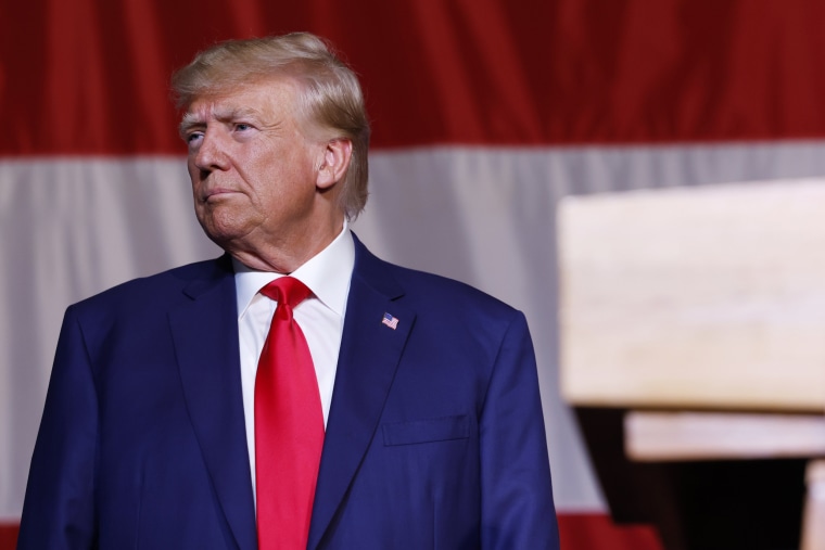 Former President Donald Trump at the Georgia state GOP convention in Columbus, Ga.