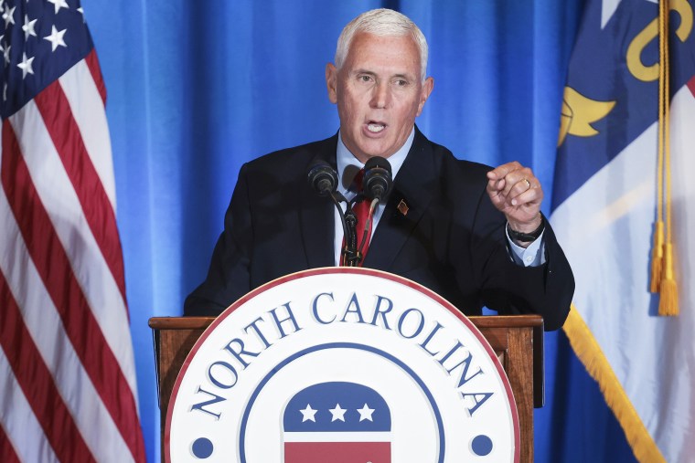 Former Vice President Mike Pence speaks in Greensboro, N.C.