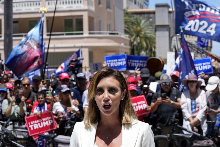 Alina Habba, lawyer for former President Donald Trump, outside the Wilkie D. Ferguson Jr. U.S. Courthouse on June 13, 2023, in Miami.