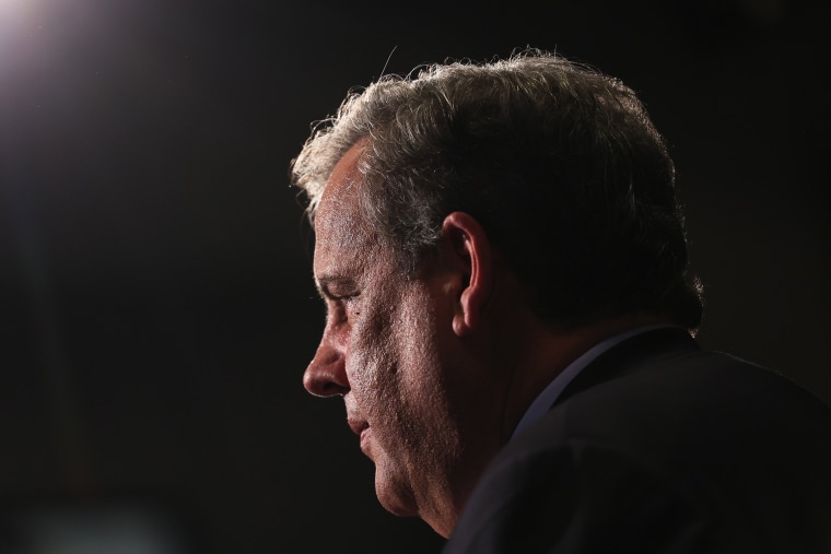 Chris Christie at a town-hall-style event at Saint Anselm College on  in Manchester, N.H., on June 6, 2023.