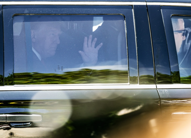 Former President Donald Trump arrives to the Wilkie D. Ferguson Jr. United States Courthouse in Miami on June 13, 2023.