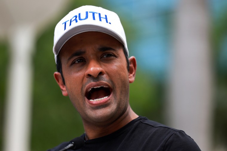 Republican presidential candidate Vivek Ramaswamy outside of the Wilkie D. Ferguson Jr. United States Federal Courthouse in Miami on June 13, 2023.