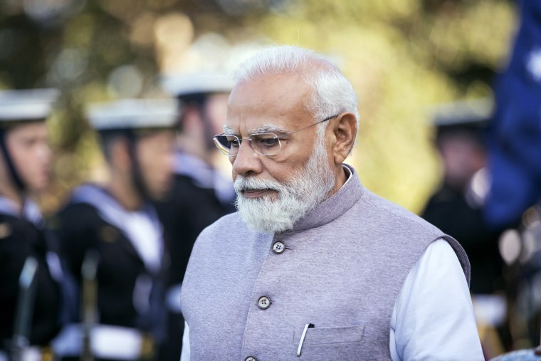 Narendra Modi during a welcome ceremony at Admiralty House in Sydney, Australi