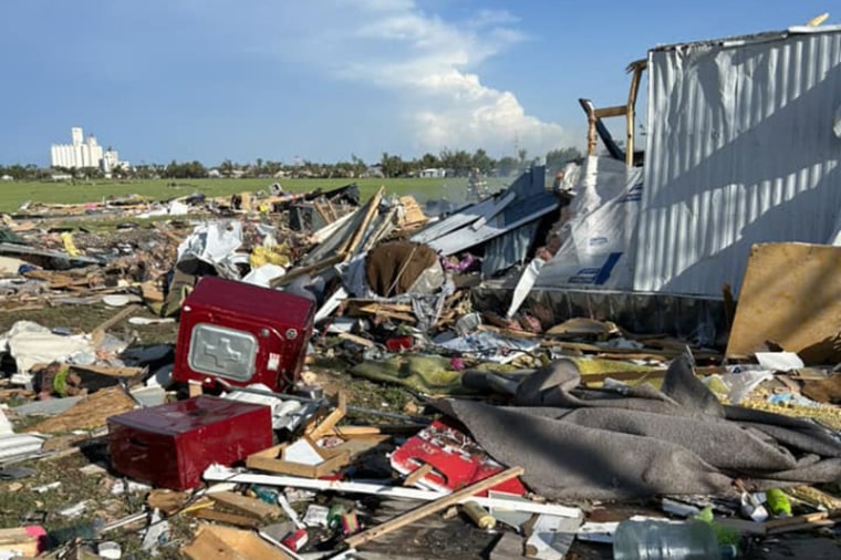 Weather damage in Perryton, Texas on June 15, 2023.