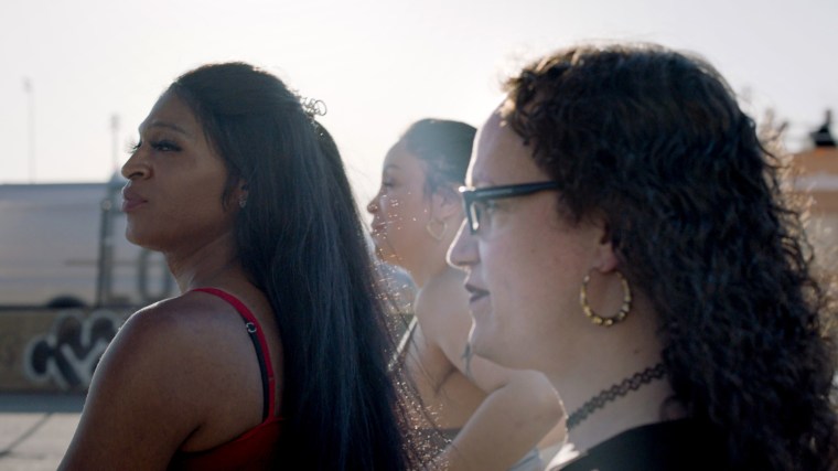 From left, Director Kristen Lovell, with film subjects Stefanie and Elizabeth.