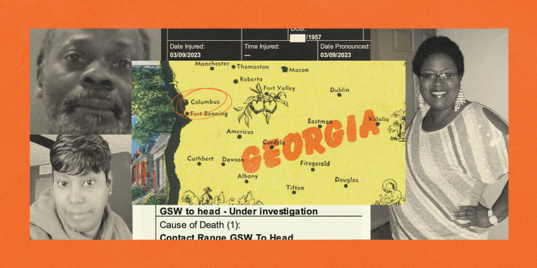 Photo illustration of Solomon Adams, Ronisha “Nikki” Anderson, and Juantonja Richmond, with snippets of the medical examiners report and a map of Georgia.