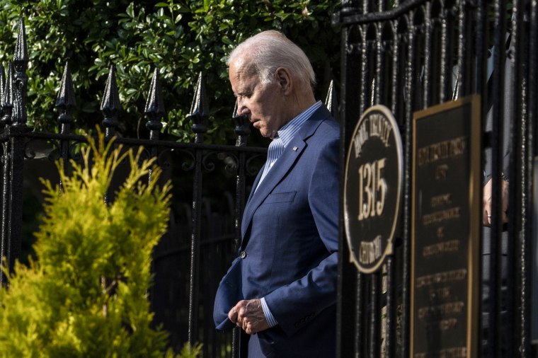 Image: President Joe Biden leaves Holy Trinity Catholic Church in the Georgetown section of Washington, after attending Mass, on June 10, 2023. 