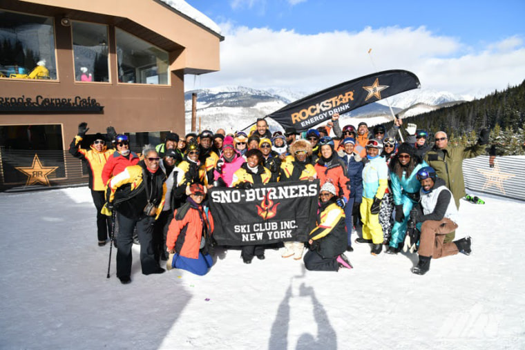 Members of the Sno-Burners Ski Club gather at the annual National Brotherhood of Skiers summit in Vail, Colo., in February.