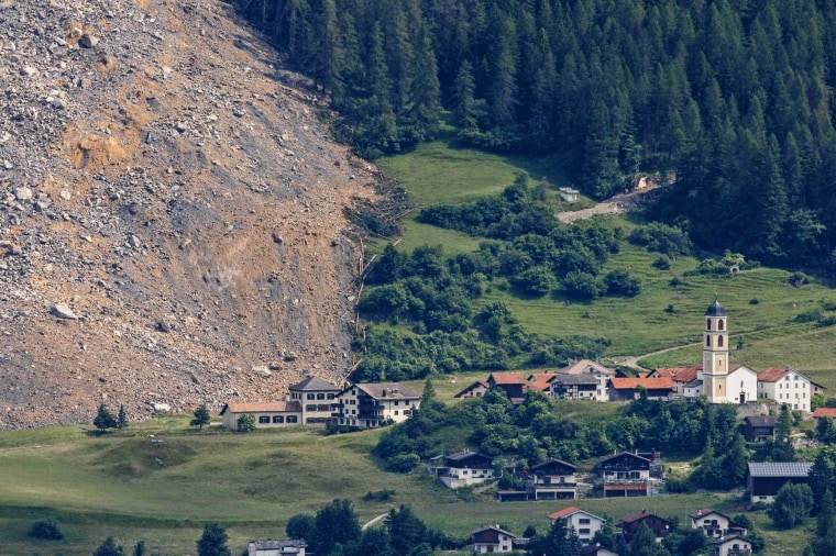 A rockslide behind the Swiss village of Brienz on Friday, June 16, 2023. 