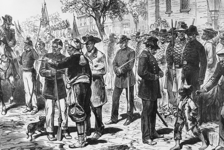 Formerly enslaved people celebrate Emancipation Day in Charleston, S.C., in 1866.