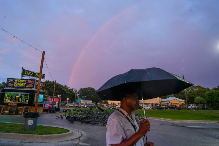 A passing storm saturated the Juneteenth Freedom Block Party presented by the City of Fort Pierce, Texas, on June 16, 2023.