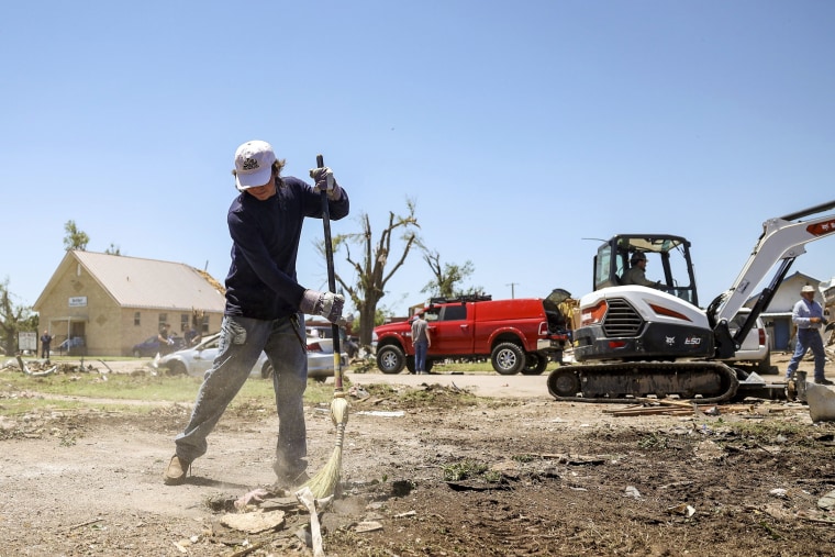 Cleanup efforts continued Friday after severe storms — including some that produced tornadoes — tore across a swath of Southern states, killing at least five people as they destroyed hundreds of homes, tossed vehicles into buildings and left hundreds of thousands without electricity. 