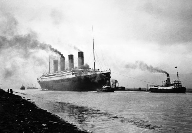 Image: The RMS Titanic leaves Belfast, Ireland, for a trial run in 1912.