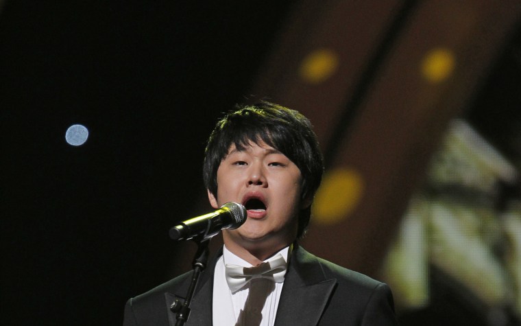 Choi sings during a final round of "Korea's Got Talent" in Seoul