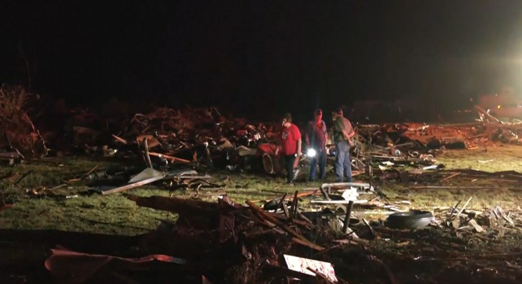 Tornado strikes Texas town, causing damage.