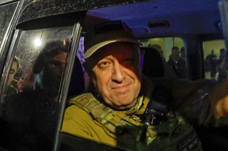 Wagner mercenary chief Yevgeny Prigozhin leaves the headquarters of the Southern Military District amid the group's pullout from the city of Rostov-on-Don, Russia, on June 24, 2023.