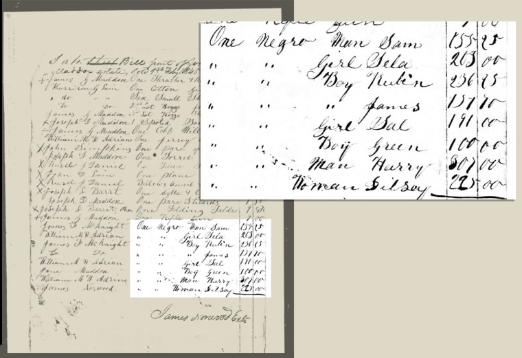 After the death of Sen. Linsday Graham's direct ancestor, Joseph Maddox, a receipt from the sale and appraisal of his property shows the purchase of eight people Maddox had enslaved.