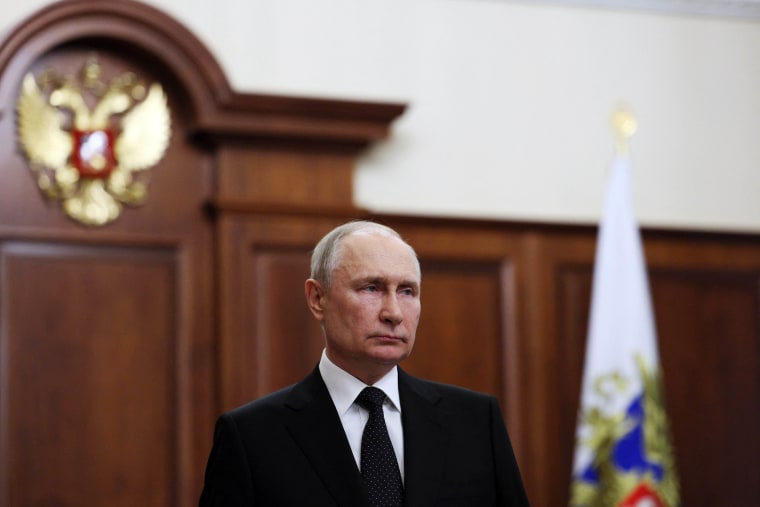 President Vladimir Putin addresses the nation, the Kremlin said on June 24, 2023, as Russia faced a rebellion by the Wagner mercenary group that has vowed to topple Moscow's military leadership. 