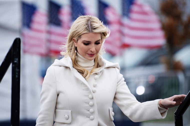 Ivanka Trump arrives at a"Make America Great Again" rally in 2020.