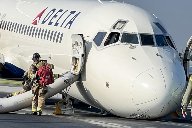 A Delta plane managed to land without landing gear in Charlotte, N.C., on June 28, 2023.