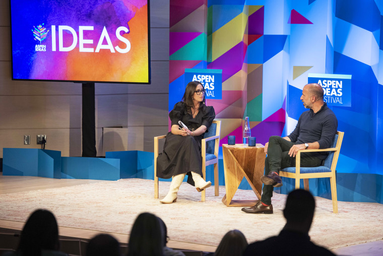 Savannah Sellers in conversation with Uber CEO Dara Khosrowshahi at Aspen Ideas Festival in Aspen, Colo. on Thursday, June 29, 2023.