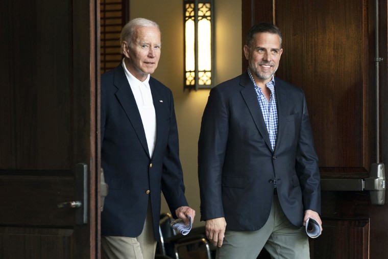 President Joe Biden and Hunter Biden leave Holy Spirit Catholic Church in Johns Island, S.C., on Aug. 13, 2022. 