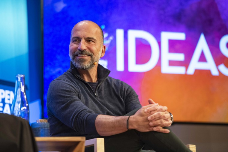 Savannah Sellers in conversation with Uber CEO Dara Khosrowshahi at Aspen Ideas Festival in Aspen, Colo. on Thursday, June 29, 2023.