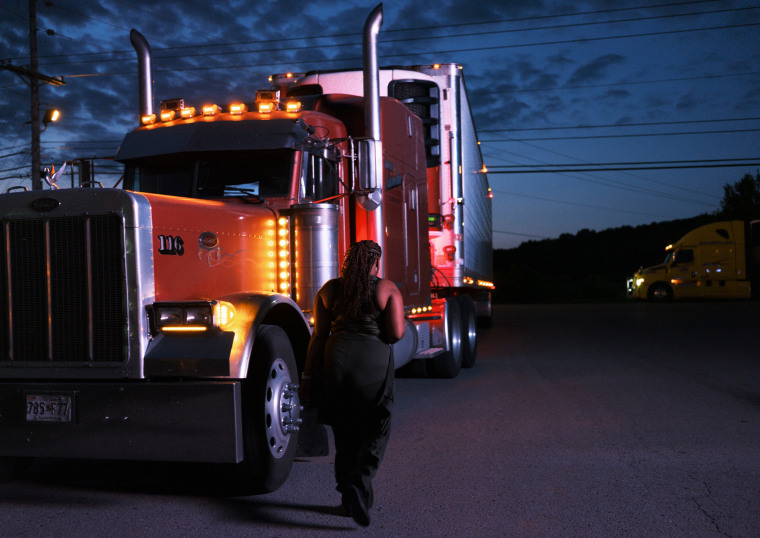 Arnesha Barron prepares to deliver her load to Lebanon, Tenn., on Monday June 26, 2023.