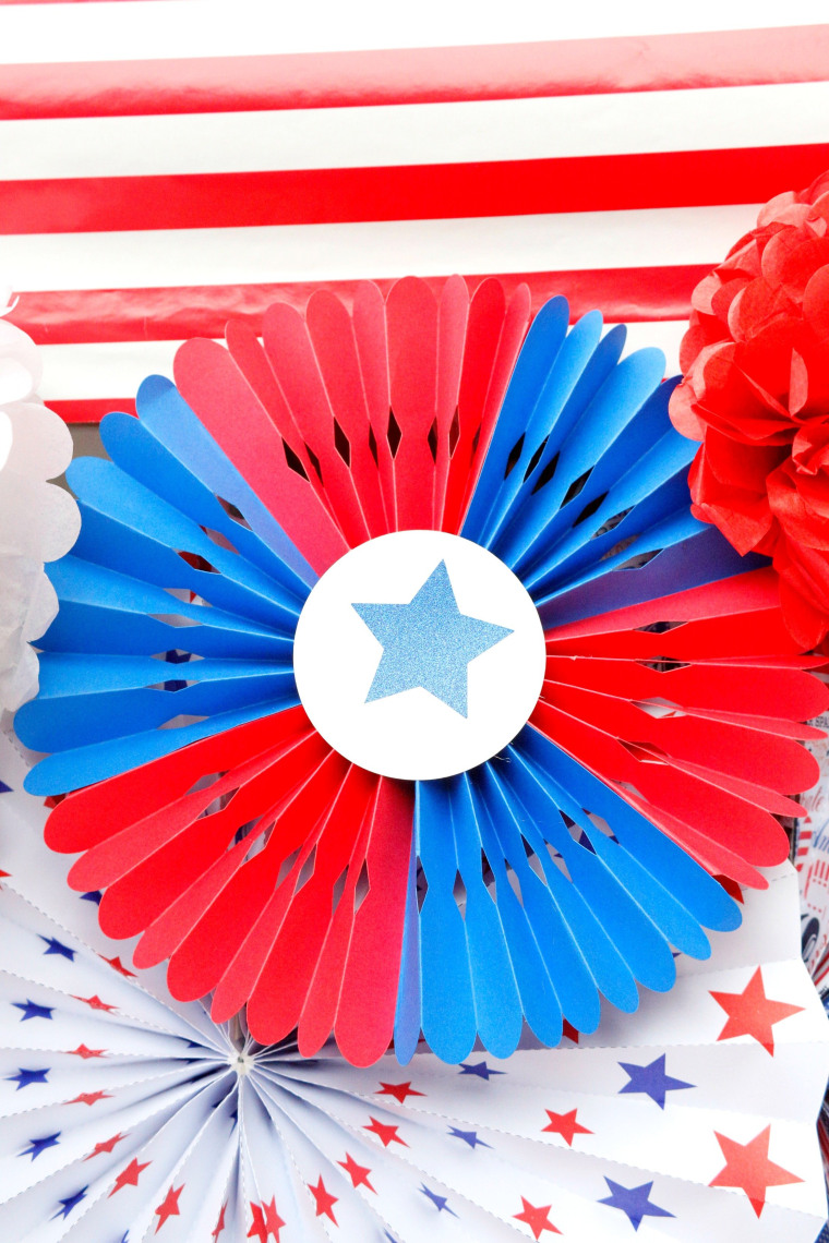 red, white and blue rosette for 4th of July