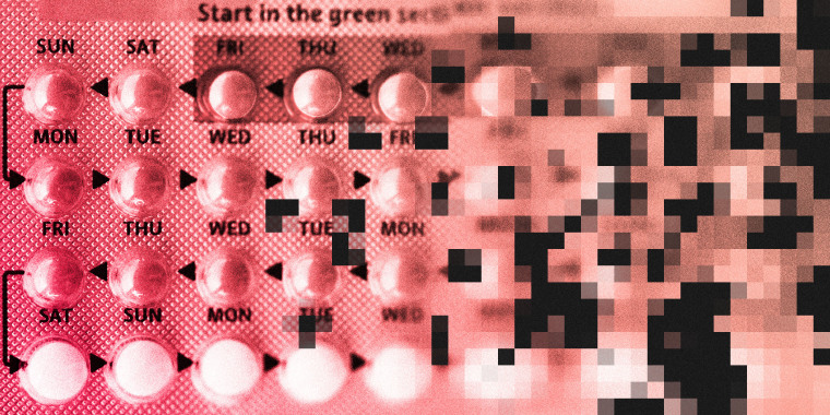 Image of blister pack of birth control pills. The image gradually becomes blurry and pixelated.