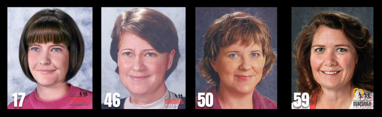 Age progressed photos of Elizabeth Ann Gill, created by the National Center for Missing and Exploited Children
