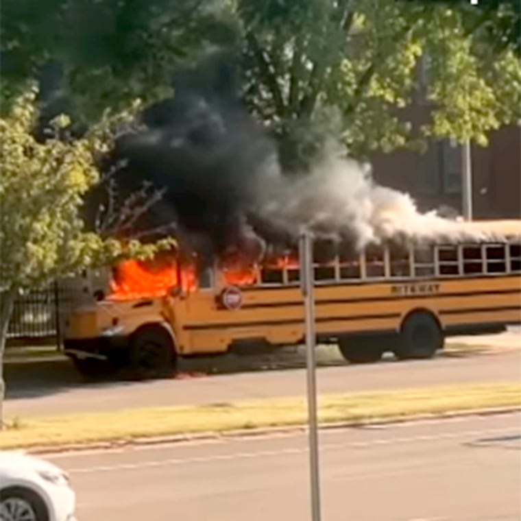 The school bus driven by Imunek Williams caught fire just blocks from its destination.