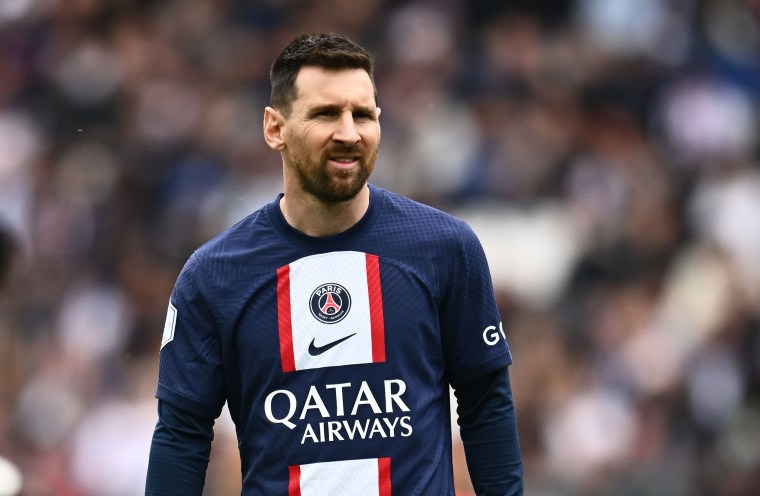 Lionel Messi of PSG during the Ligue 1 match between Paris Saint-Germain and FC Lorient at Parc des Princes on April 30, 2023 in Paris, France. 