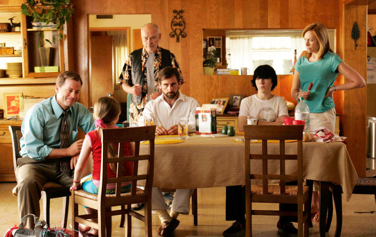 Abigail Breslin, Greg Kinnear, Alan Arkin, Steve Carell, Paul Dano, and Toni Collette in "Little Miss Sunshine." 
