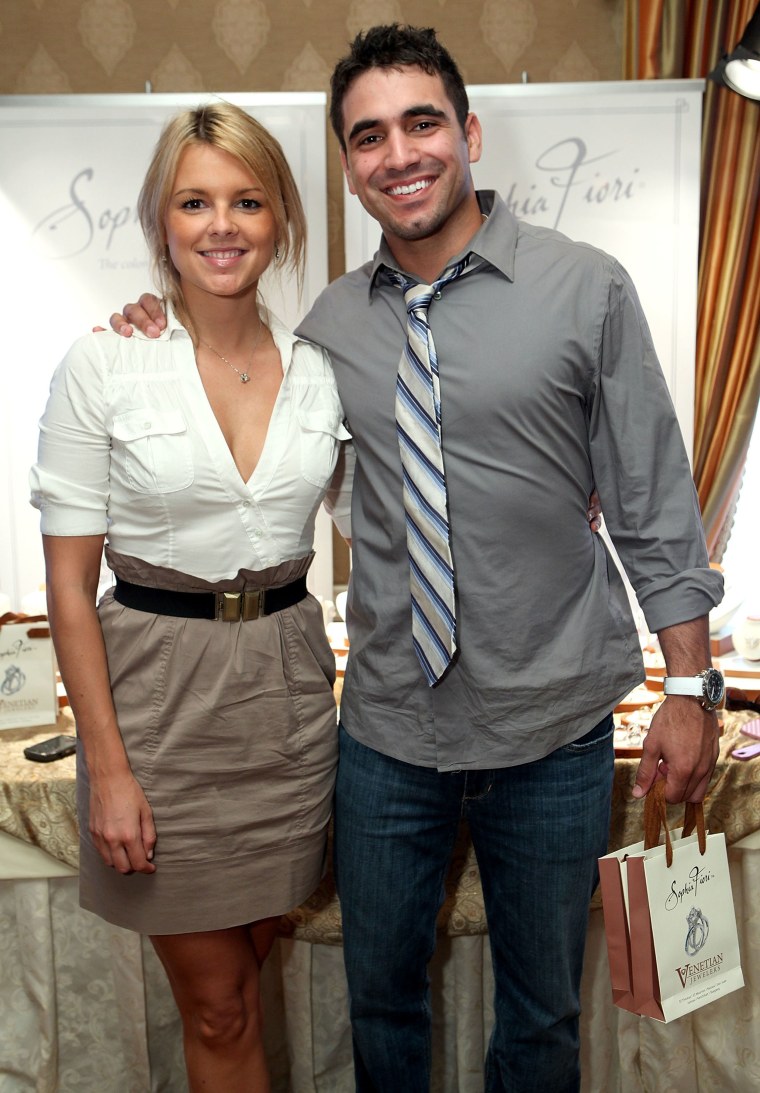 Ali Fedotowsky (L) and fiancee Roberto Martinez (R) attend the HBO Luxury Lounge in honor of the 62nd Primetime Emmy Awards held at The Four Seasons Hotel on August 29, 2010 in Beverly Hills, California.  