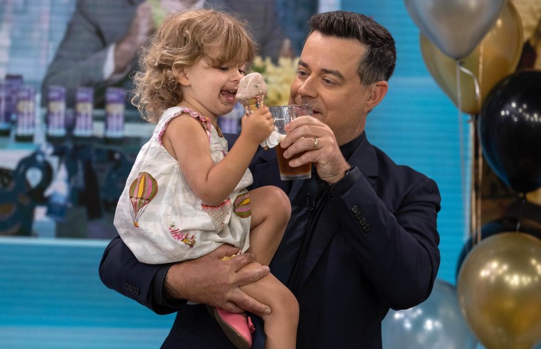Carson Daly celebrates 50th birthday on TODAY while holding youngest child Goldie