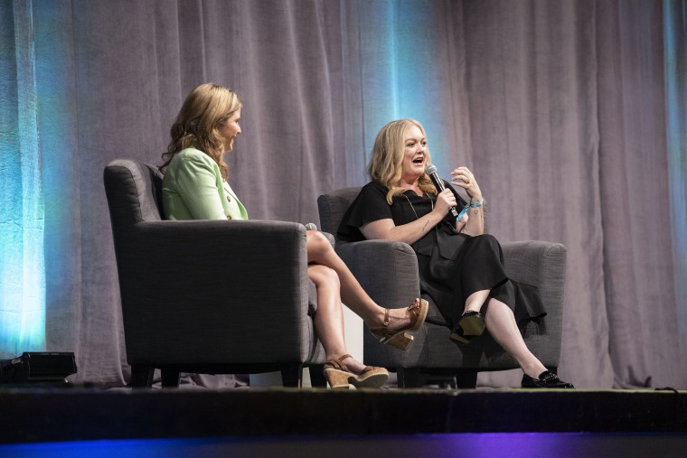 A portrait of JBH and Colleen Hoover during a panel at Book Bonanza on June 23, 2023 in Grapevine, TX.