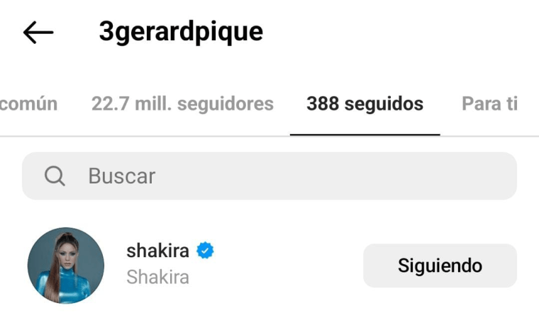 Piqué sigue a Shakira en Instagram