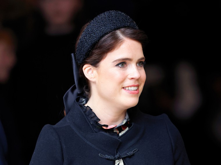 Princess Eugenie at a Service of Thanksgiving for the life of Prince Philip, Duke of Edinburgh on March 29, 2022 in London, England.