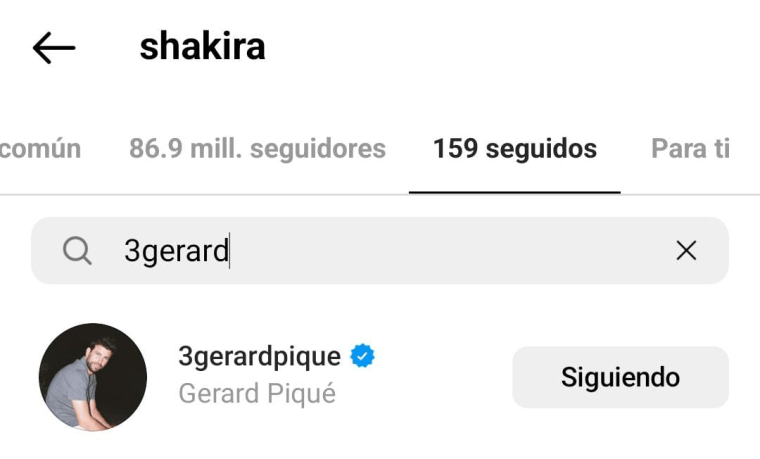 Shakira sigue a Gerard Piqué en Instagram