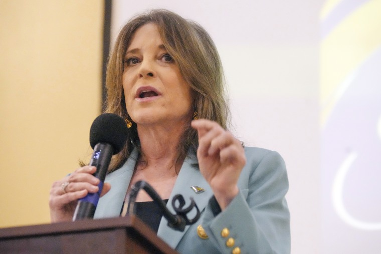 Marianne Williamson speaks at the South Carolina Democratic Party Black Caucus' Sunday Dinner 