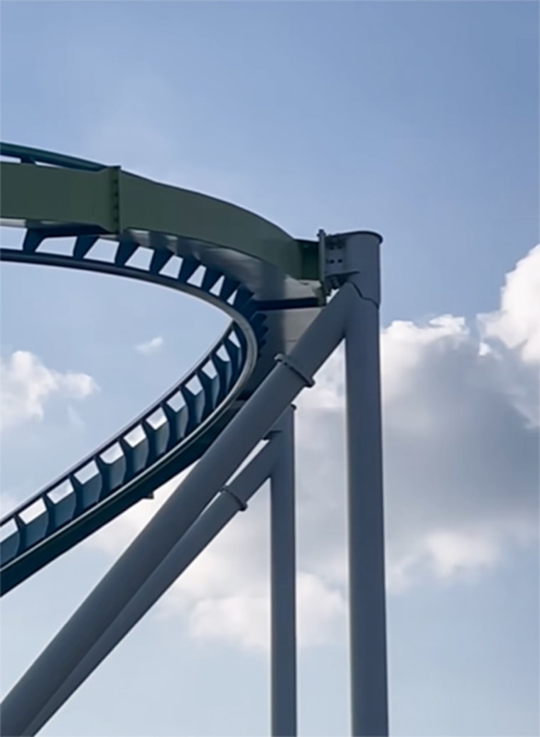 A crack in a roller coaster at an amusement park in Charlotte, N.C.