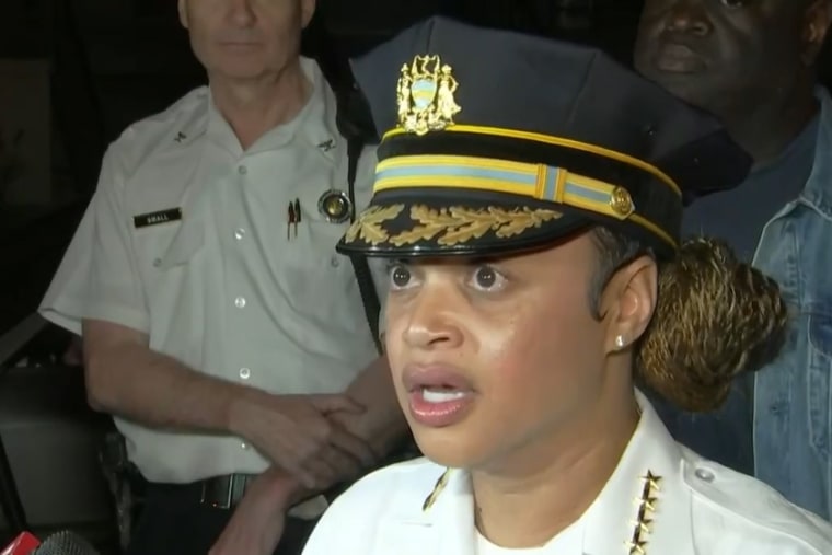 Philadelphia Police Commissioner Danielle Outlaw updates the media after Monday night's fatal shooting.