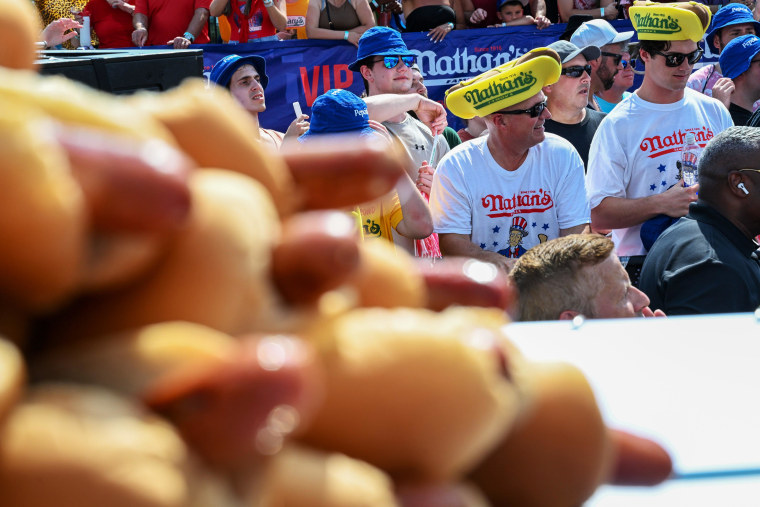Image: Professional Eaters Compete In Nathan's Annual Hot Dog Eating Contest