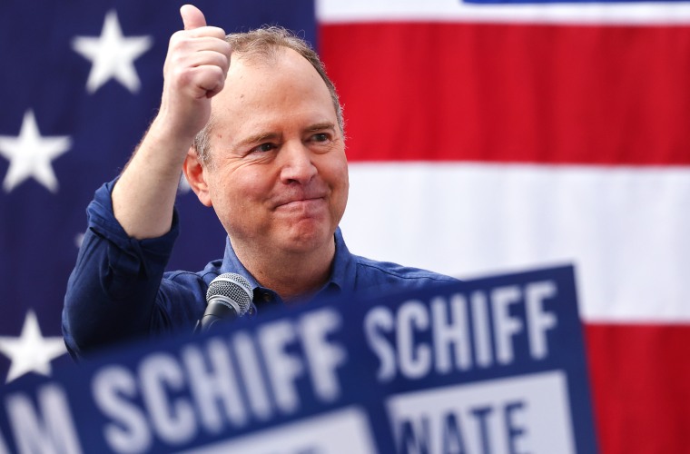 Adam Schiff at the kickoff rally for his two-week ‘California for All Tour’ in Burbank, Calif.