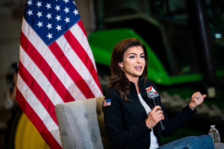 Casey DeSantis at a campaign event for her husband's presidential bid in Salix, Iowa, on May 31, 2023.